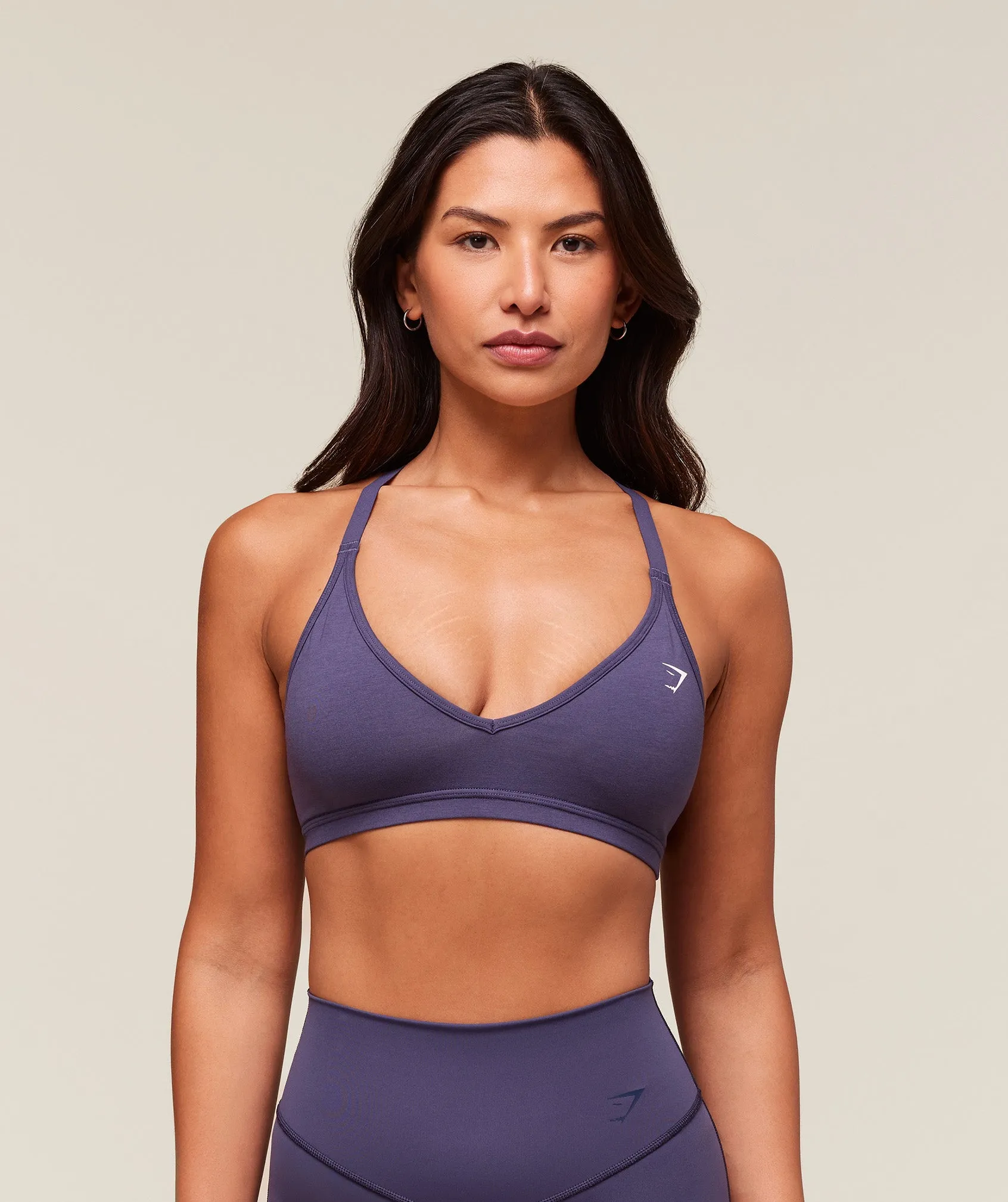 Gymshark Cotton Racerback Sports Bra - Weighted Purple sold by Gymshark