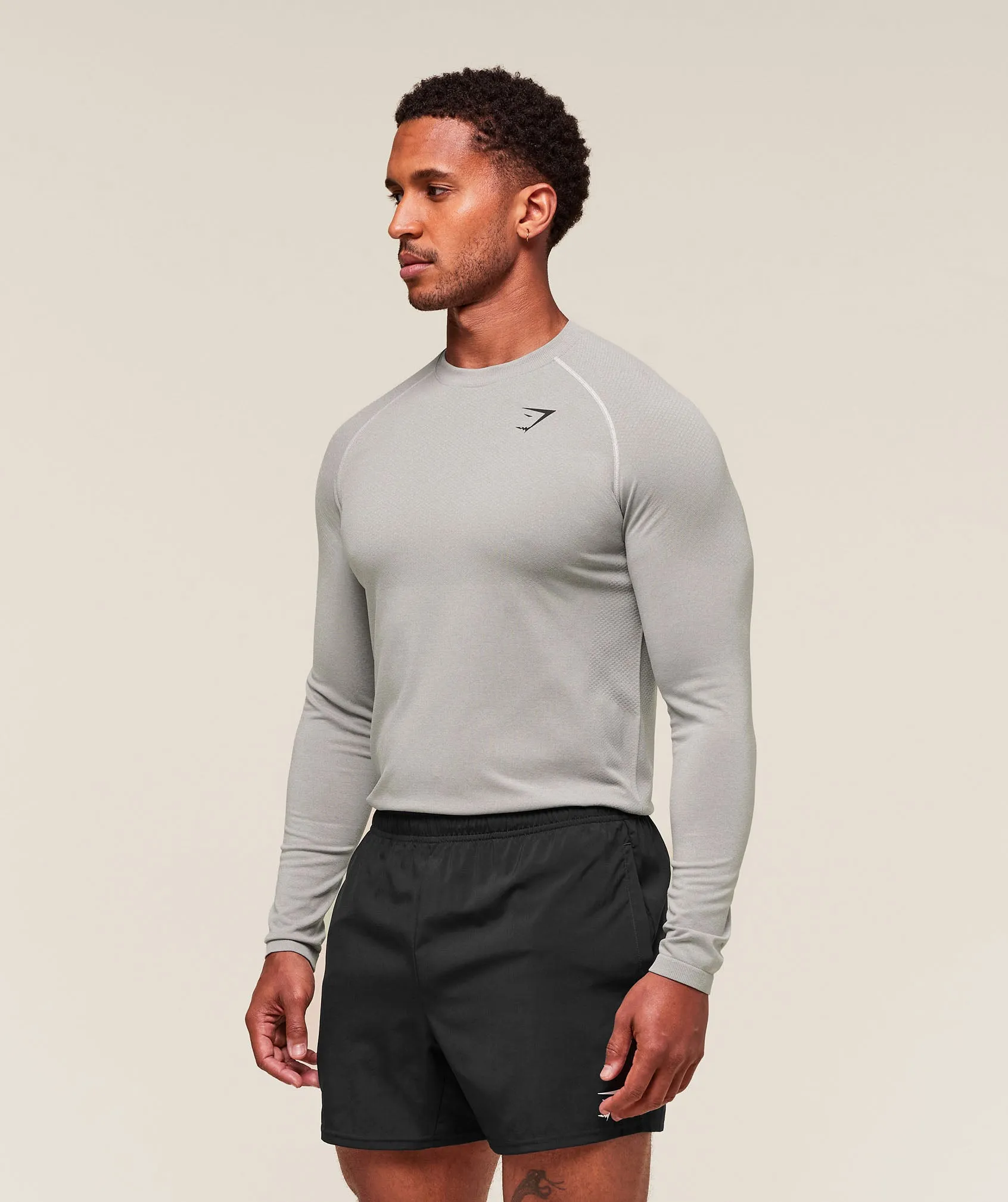 Gymshark Vital Long Sleeve T-Shirt - Light Grey/Smokey Grey sold by Gymshark product image thumbnail 3