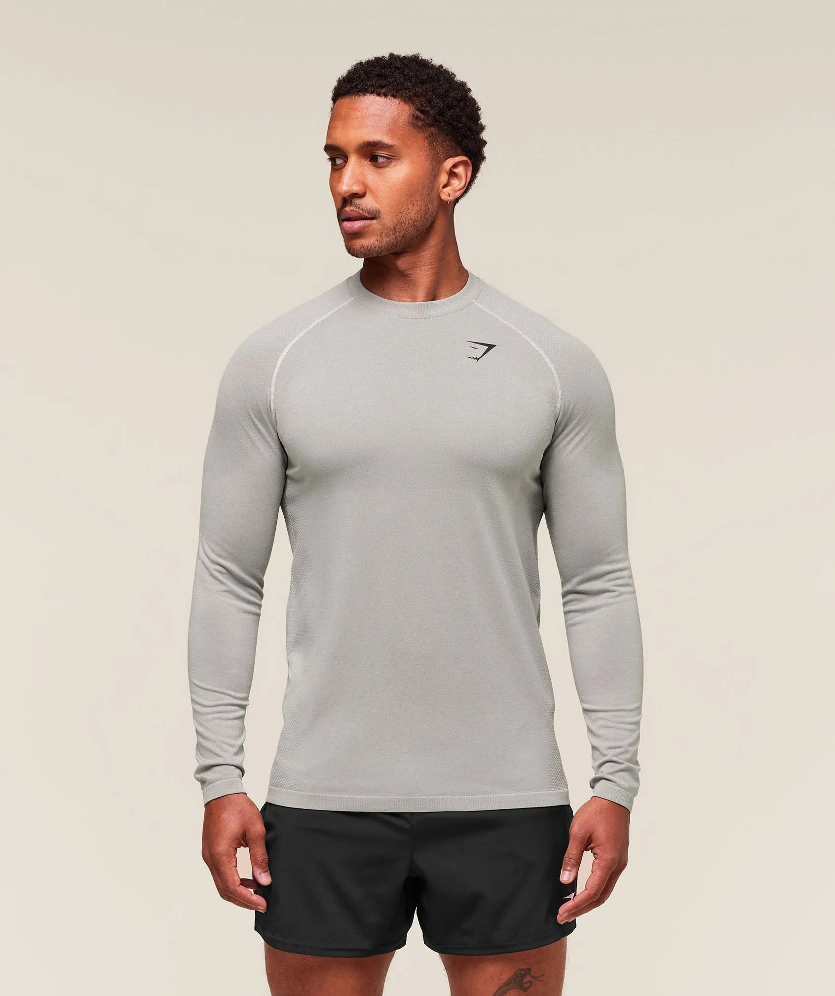 Gymshark Vital Long Sleeve T-Shirt - Light Grey/Smokey Grey sold by Gymshark