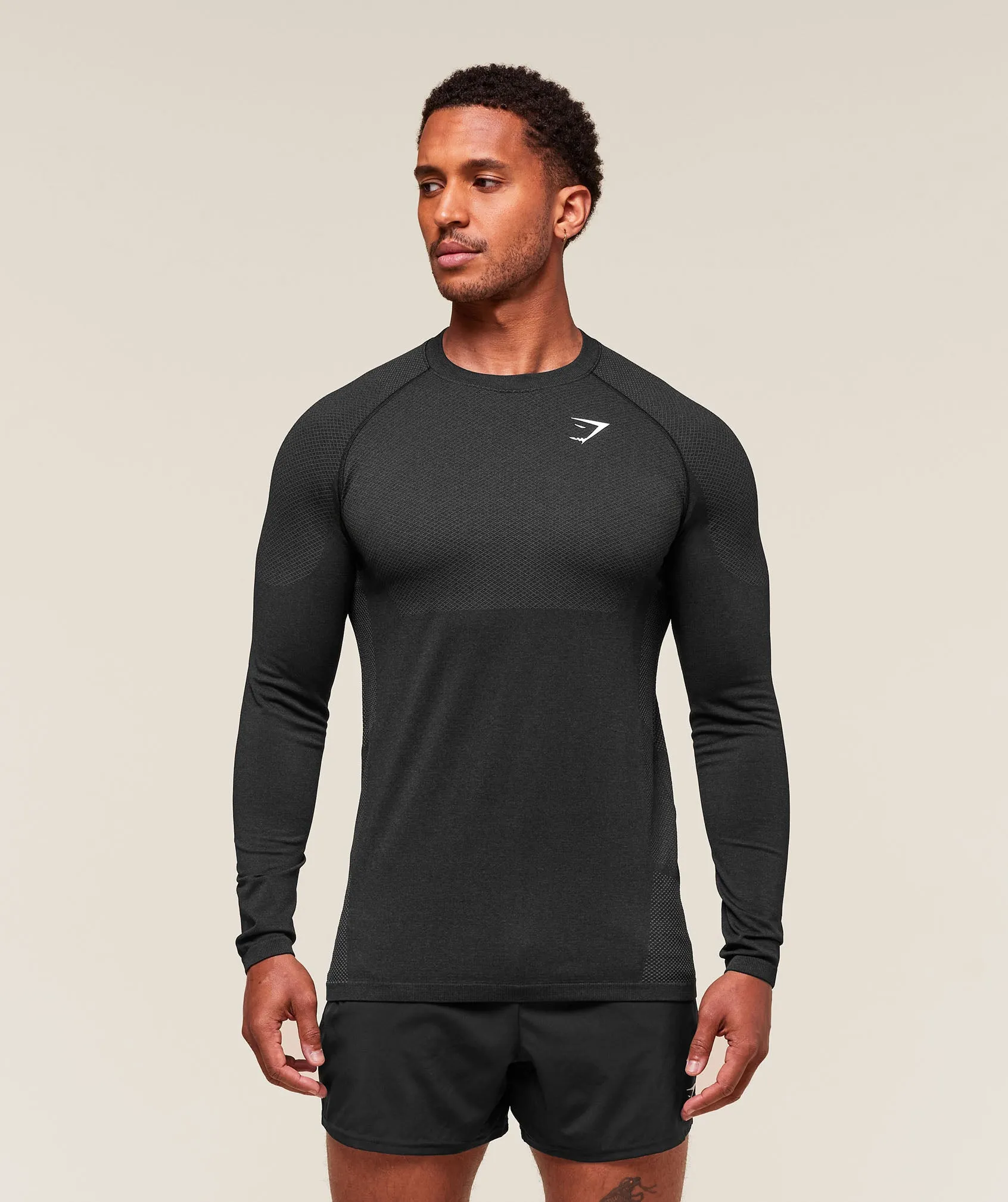 Gymshark Vital Long Sleeve T-Shirt - Black/Silhouette Grey sold by Gymshark