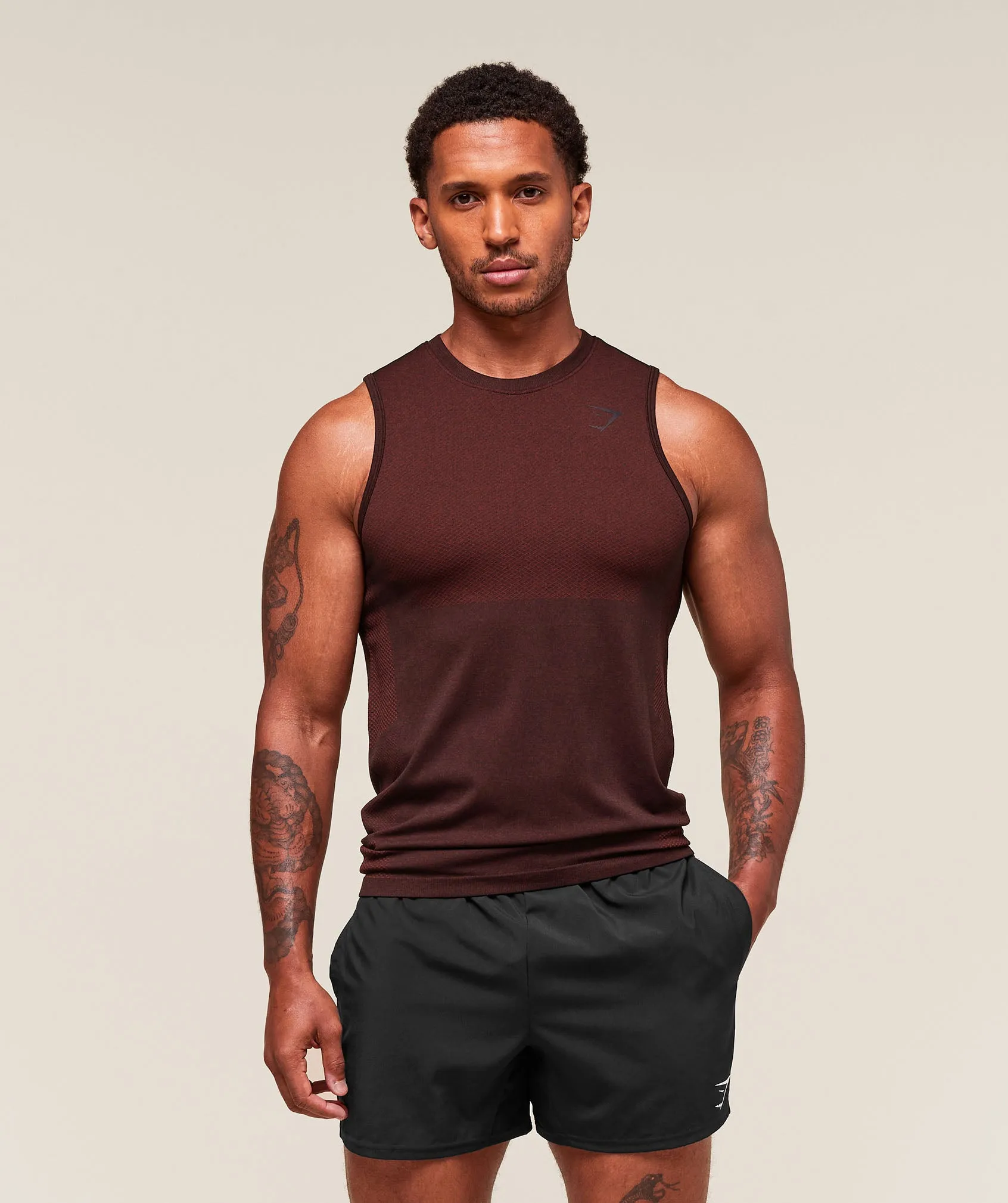 Gymshark Vital Tank - Black/Sets Red sold by Gymshark