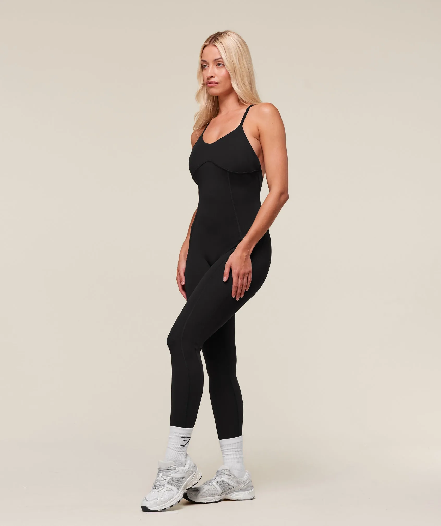 Gymshark Strappy All in One Full Length - Black/White sold by Gymshark product image thumbnail 3