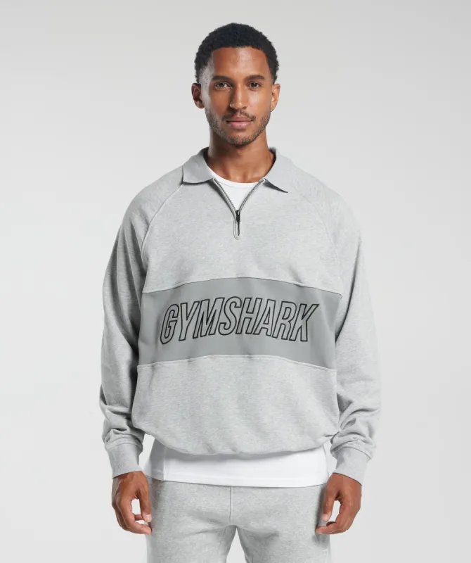 Gymshark Rest Day Essentials Sweatshirt Polo - Light Grey Core Marl/Smokey Grey sold by Gymshark