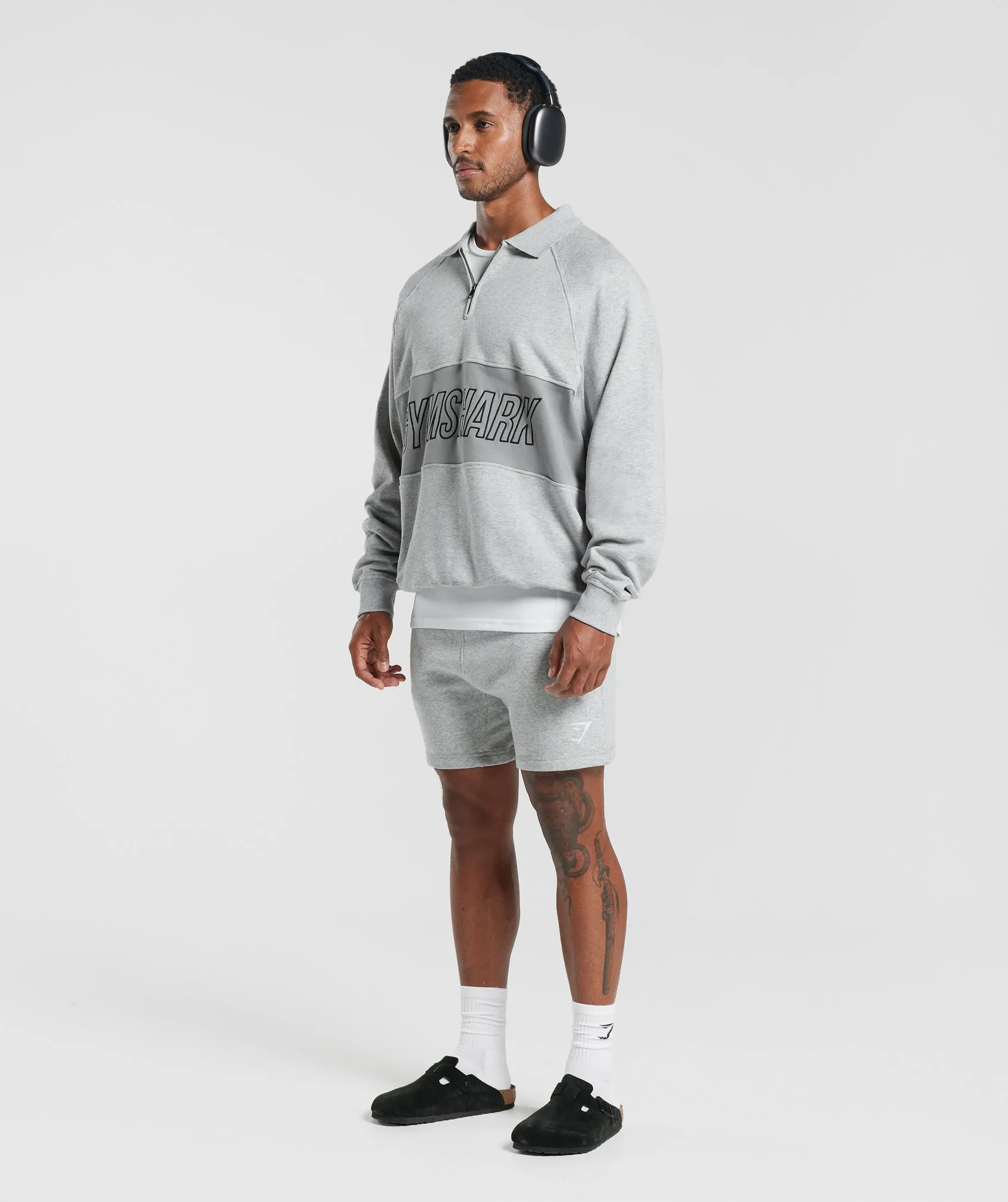 Gymshark Rest Day Essentials Sweatshirt Polo - Light Grey Core Marl/Smokey Grey sold by Gymshark product image thumbnail 4