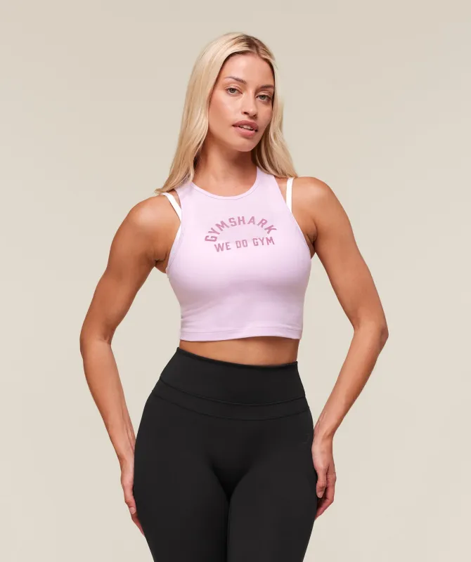 Gymshark We Do Gym Graphic Cropped Tank - Ice Pink sold by Gymshark