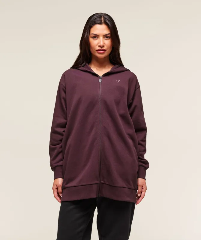 Gymshark Covered Longline Zip Up Hoodie - Cherry Purple sold by Gymshark