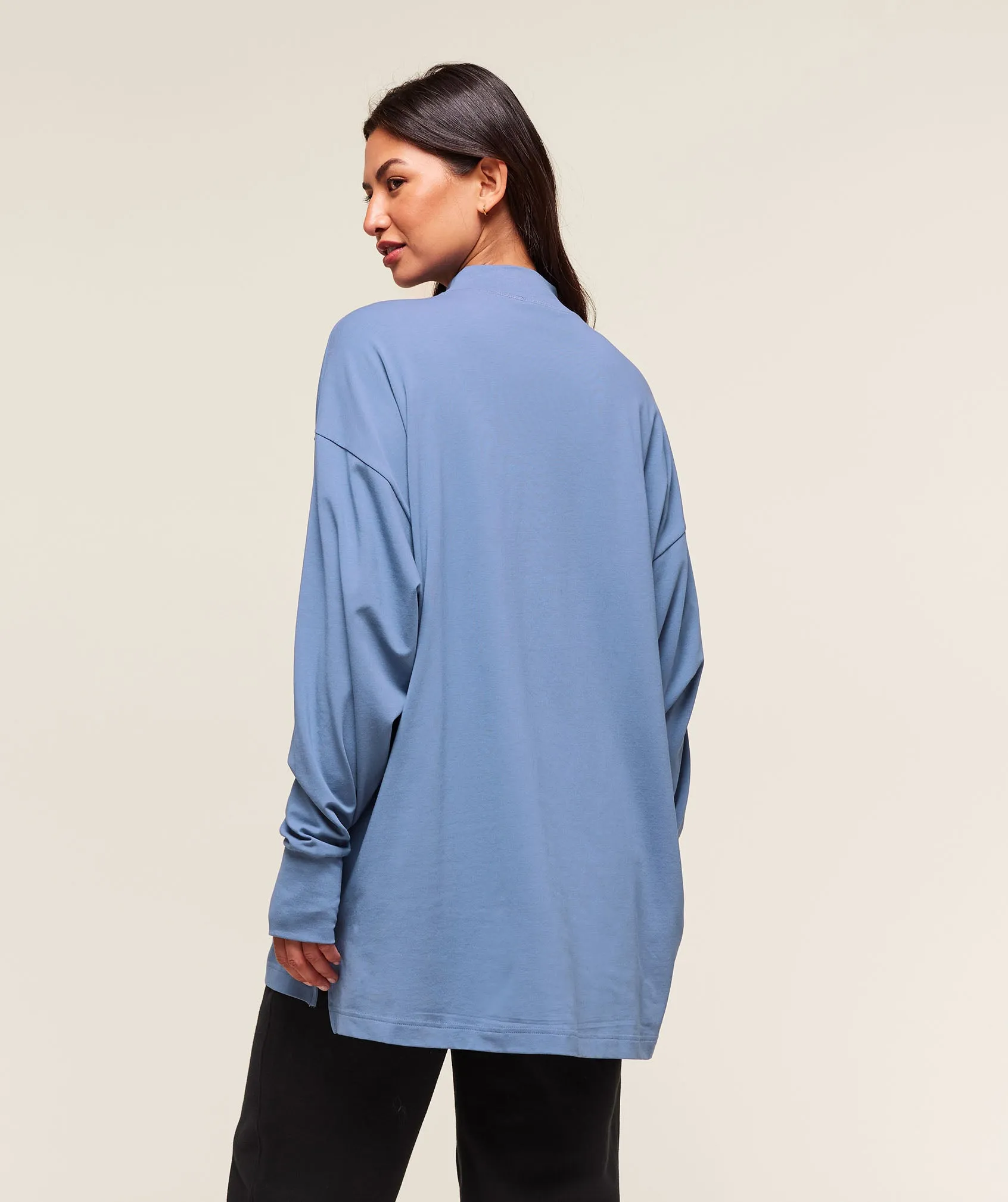 Gymshark Covered Longline Cotton Long Sleeve Top - Worn Blue sold by Gymshark product image thumbnail 2