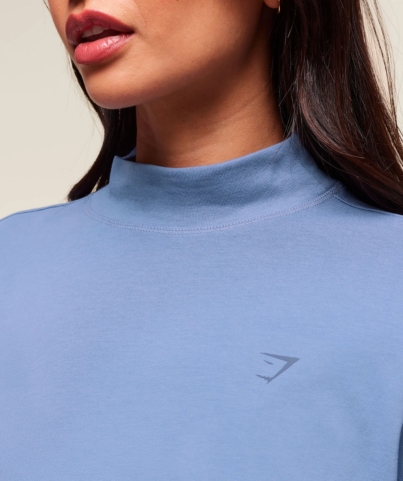 Gymshark Covered Longline Cotton Long Sleeve Top - Worn Blue sold by Gymshark product image thumbnail 4
