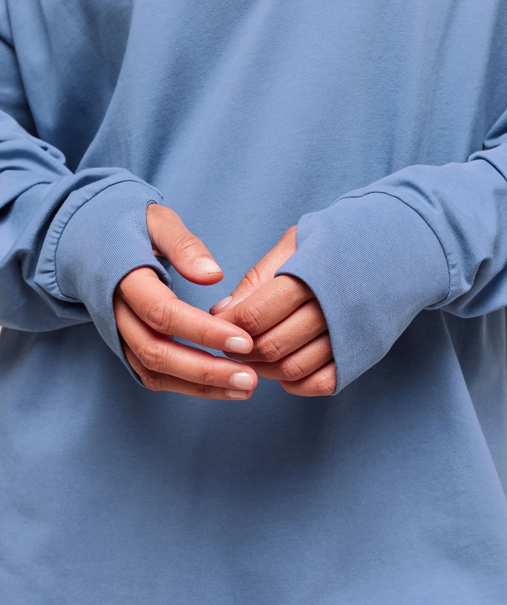 Gymshark Covered Longline Cotton Long Sleeve Top - Worn Blue sold by Gymshark product image thumbnail 5