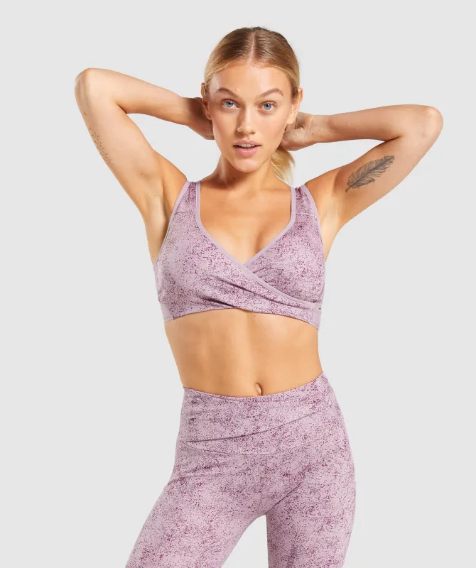Gymshark Chalk Sport Bra - Purple Print sold by Gymshark