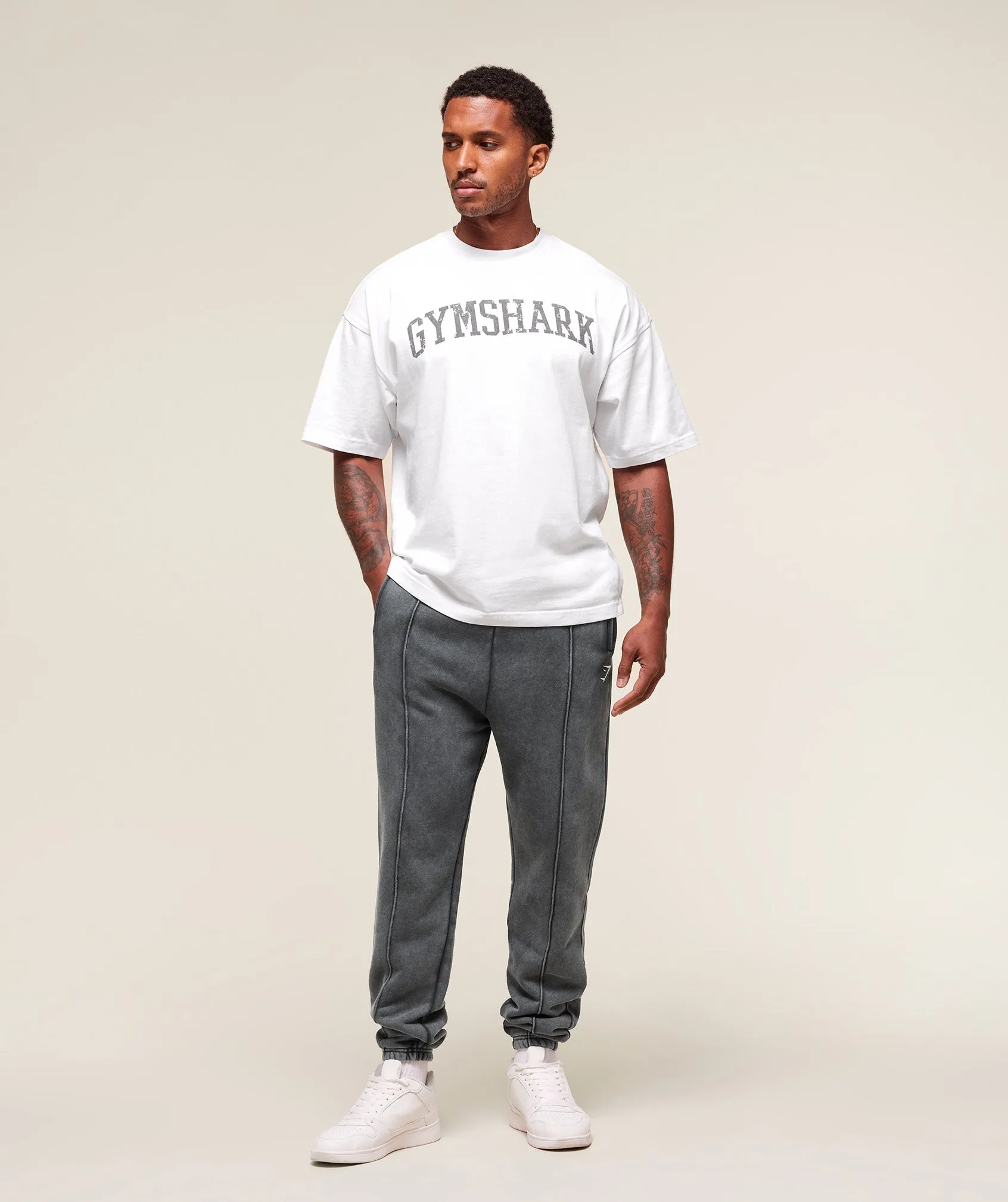 Gymshark Washed Pintuck Joggers - Black/Stone sold by Gymshark product image thumbnail 3