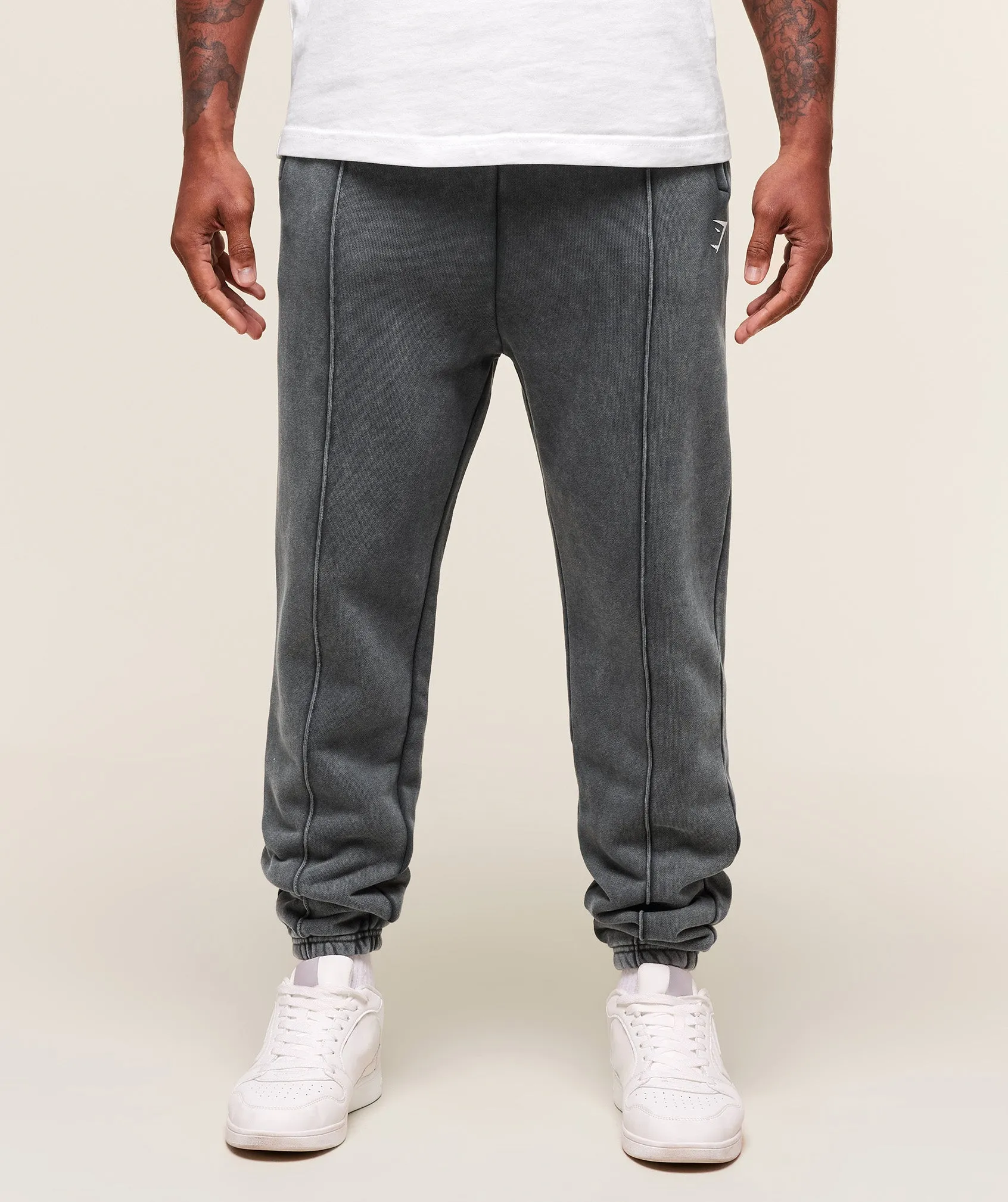 Gymshark Washed Pintuck Joggers - Black/Stone sold by Gymshark