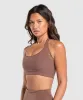 Gymshark Warp Knit Seamless Halter Neck Bralette - Penny Brown/Washed Mauve sold by Gymshark