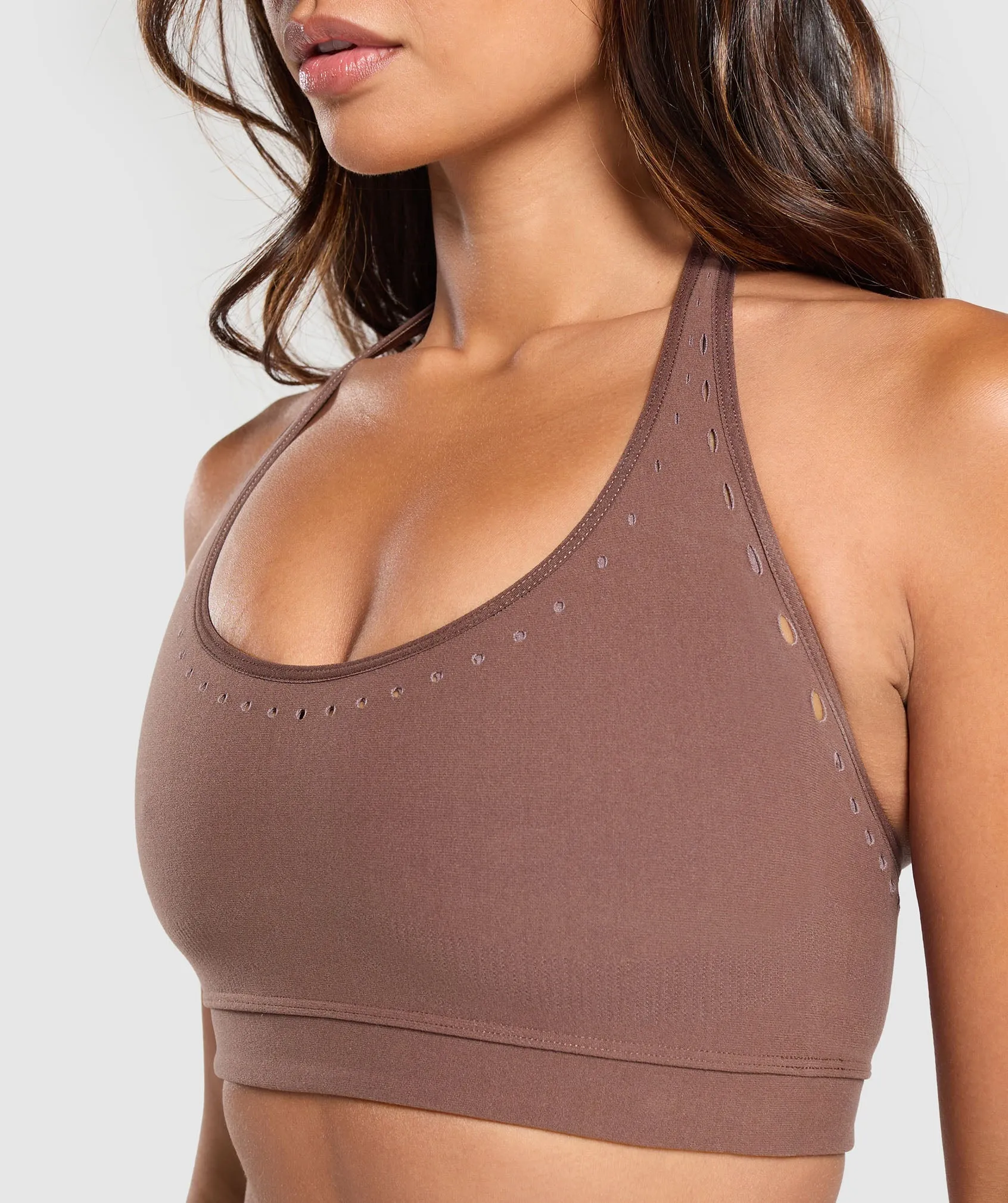 Gymshark Warp Knit Seamless Halter Neck Bralette - Penny Brown/Washed Mauve sold by Gymshark product image thumbnail 5