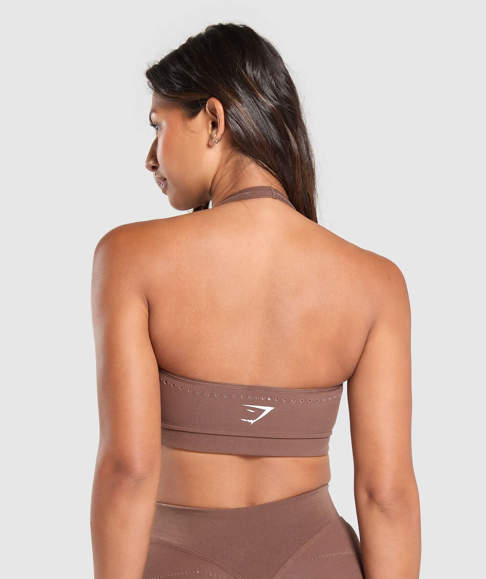 Gymshark Warp Knit Seamless Halter Neck Bralette - Penny Brown/Washed Mauve sold by Gymshark product image thumbnail 2