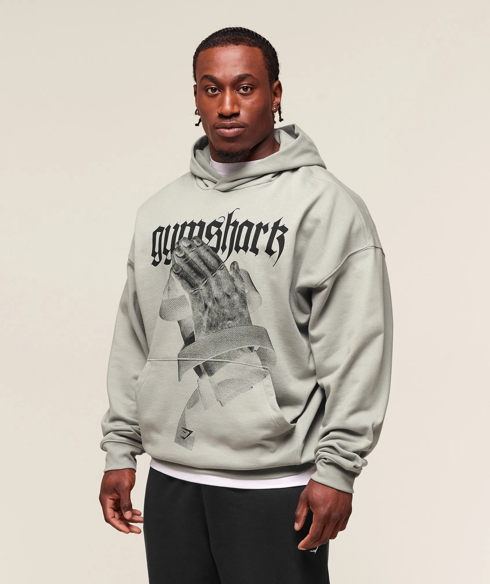 Gymshark Prayer Hands Hoodie - Stone Grey sold by Gymshark product image thumbnail 3