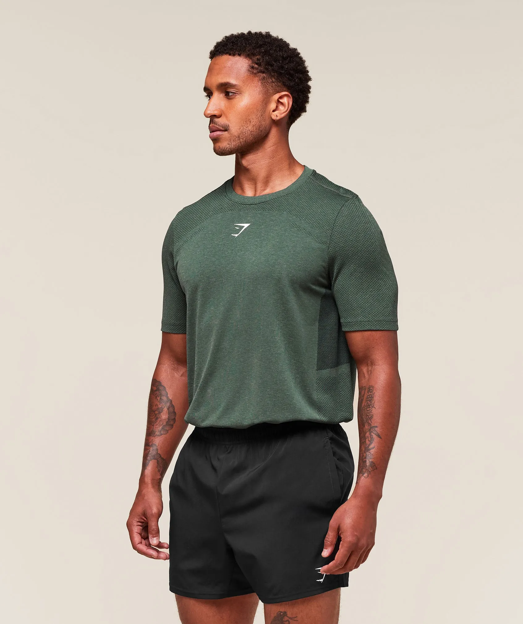 Gymshark Lightweight Seamless T-Shirt - Chalk Green/Base Green sold by Gymshark product image thumbnail 3