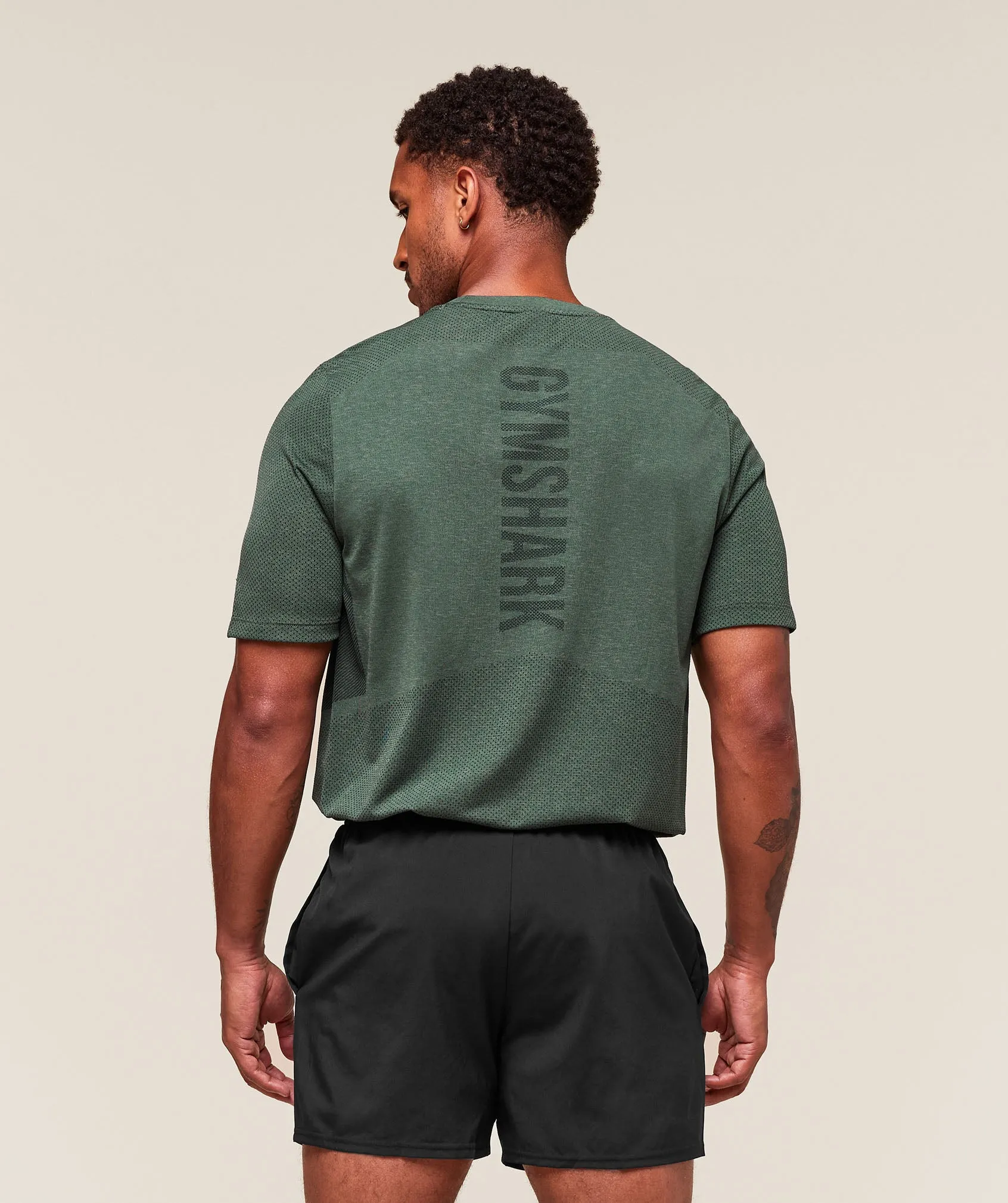 Gymshark Lightweight Seamless T-Shirt - Chalk Green/Base Green sold by Gymshark