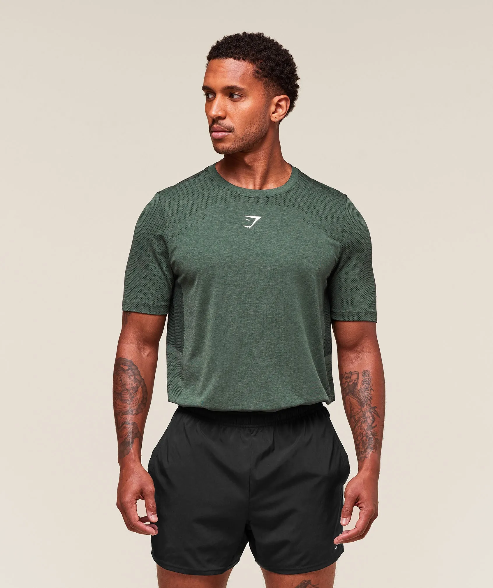 Gymshark Lightweight Seamless T-Shirt - Chalk Green/Base Green sold by Gymshark product image thumbnail 2