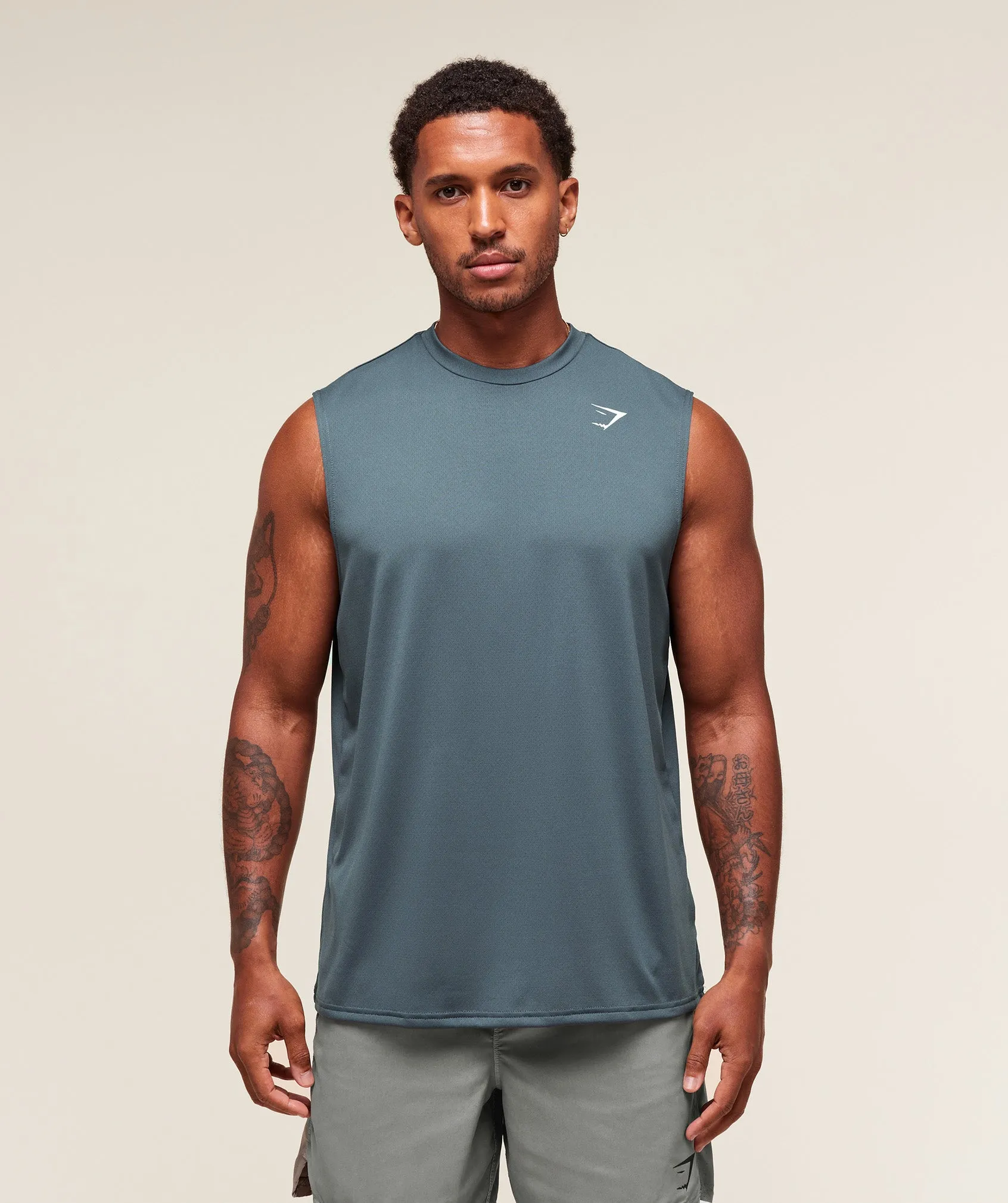 Gymshark Arrival Oversized Tank - Titanium Blue sold by Gymshark