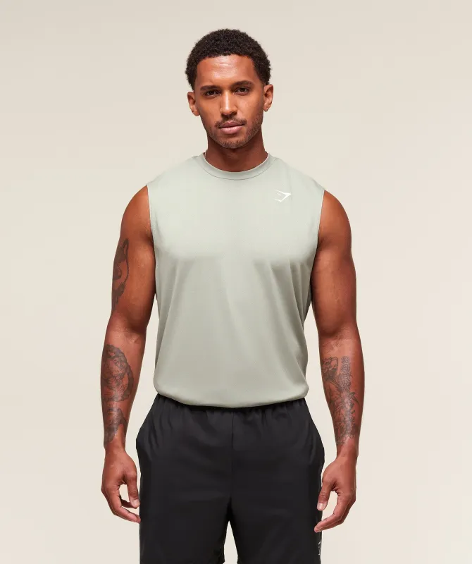 Gymshark Oversized Performance Tank - Stone Grey sold by Gymshark