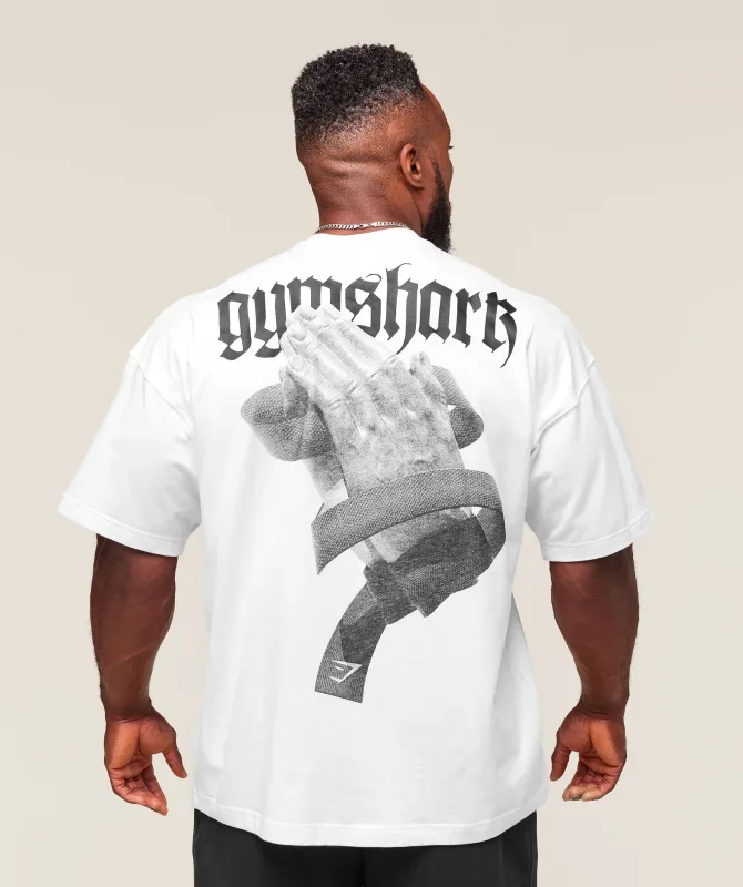 Gymshark Prayer Hands T-Shirt - White sold by Gymshark