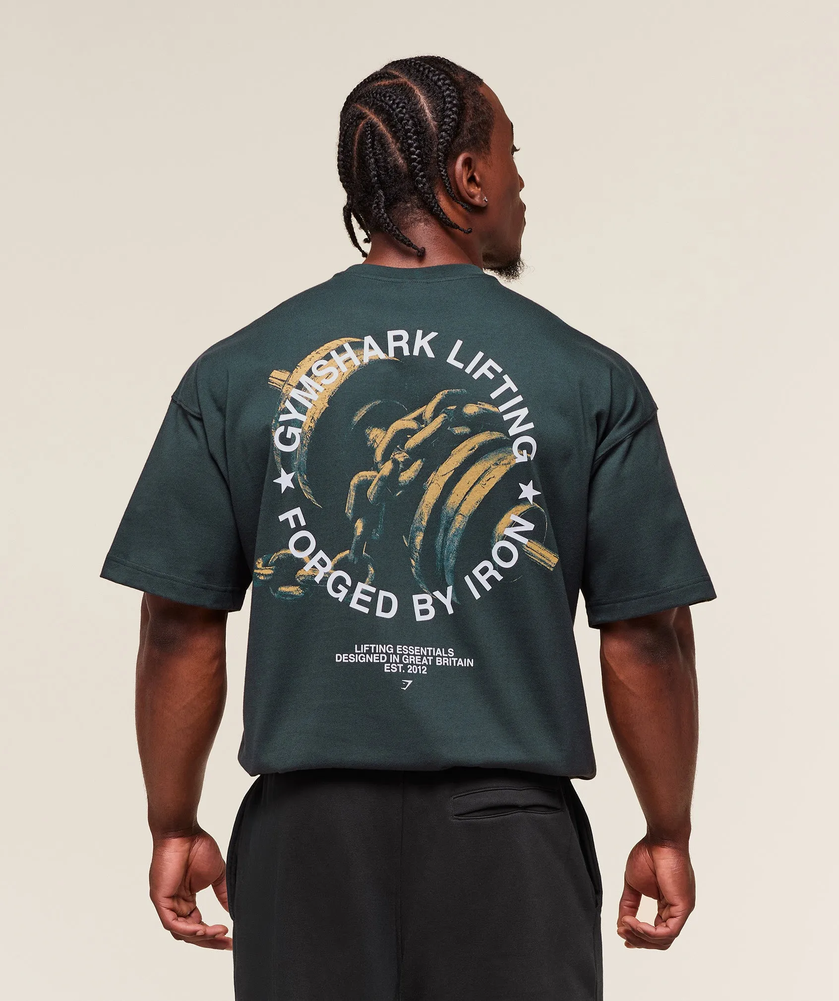 Gymshark Forged By Iron T-Shirt - Darkest Teal sold by Gymshark