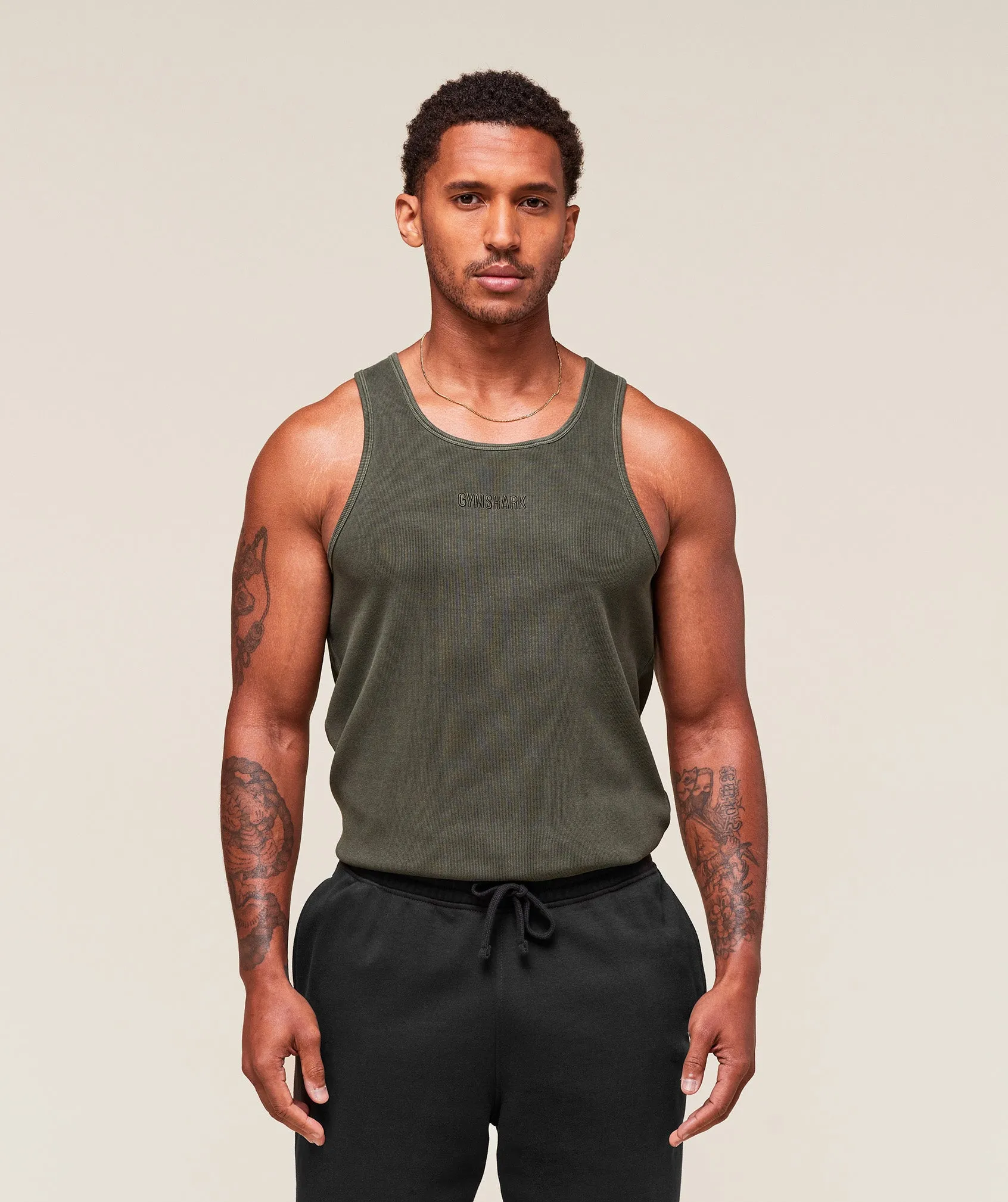 Gymshark Washed Premium Ribbed Tank - Strength Green sold by Gymshark product image thumbnail 5