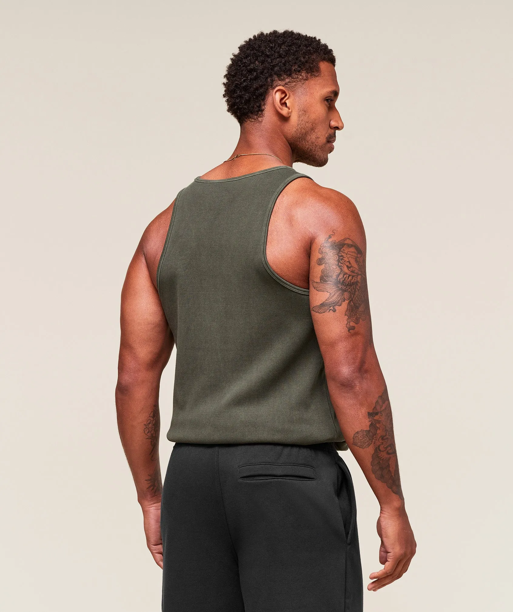 Gymshark Washed Premium Ribbed Tank - Strength Green sold by Gymshark product image thumbnail 2