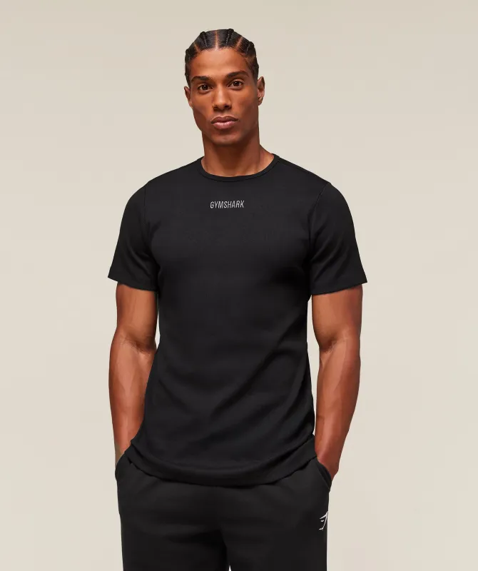 Gymshark Premium Ribbed T-Shirt - Black sold by Gymshark