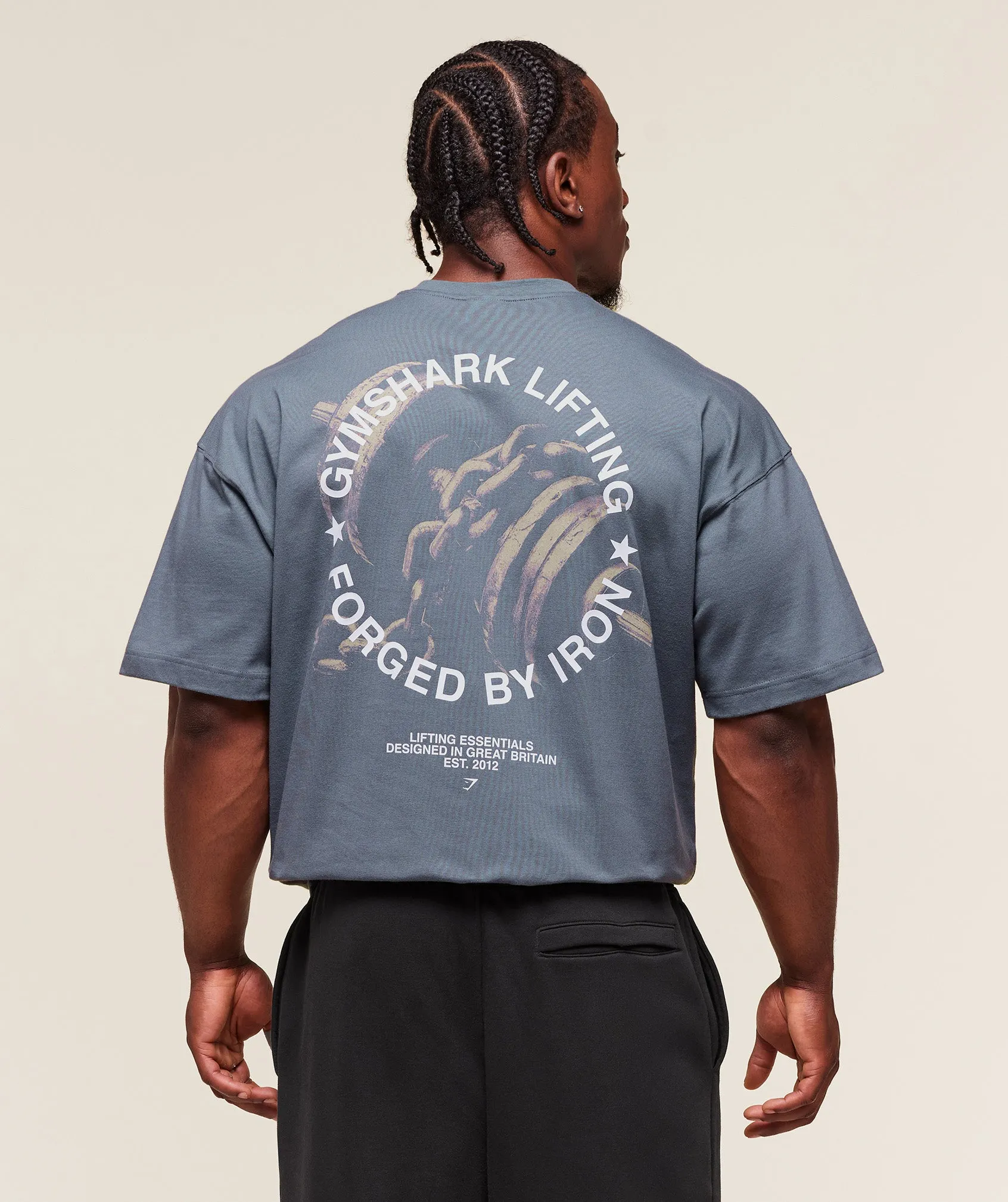 Gymshark Forged By Iron T-Shirt - Iron Blue sold by Gymshark
