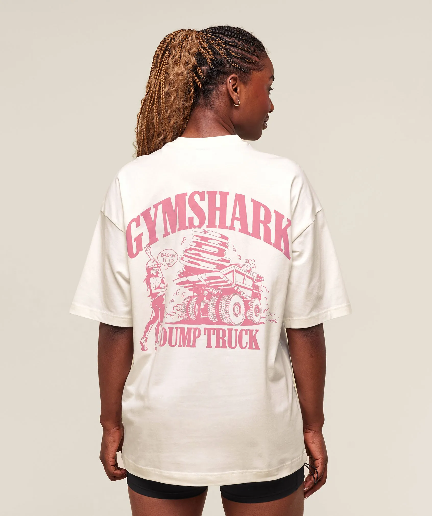 Gymshark Dump Truck Graphic Oversized T-Shirt - Soft White sold by Gymshark