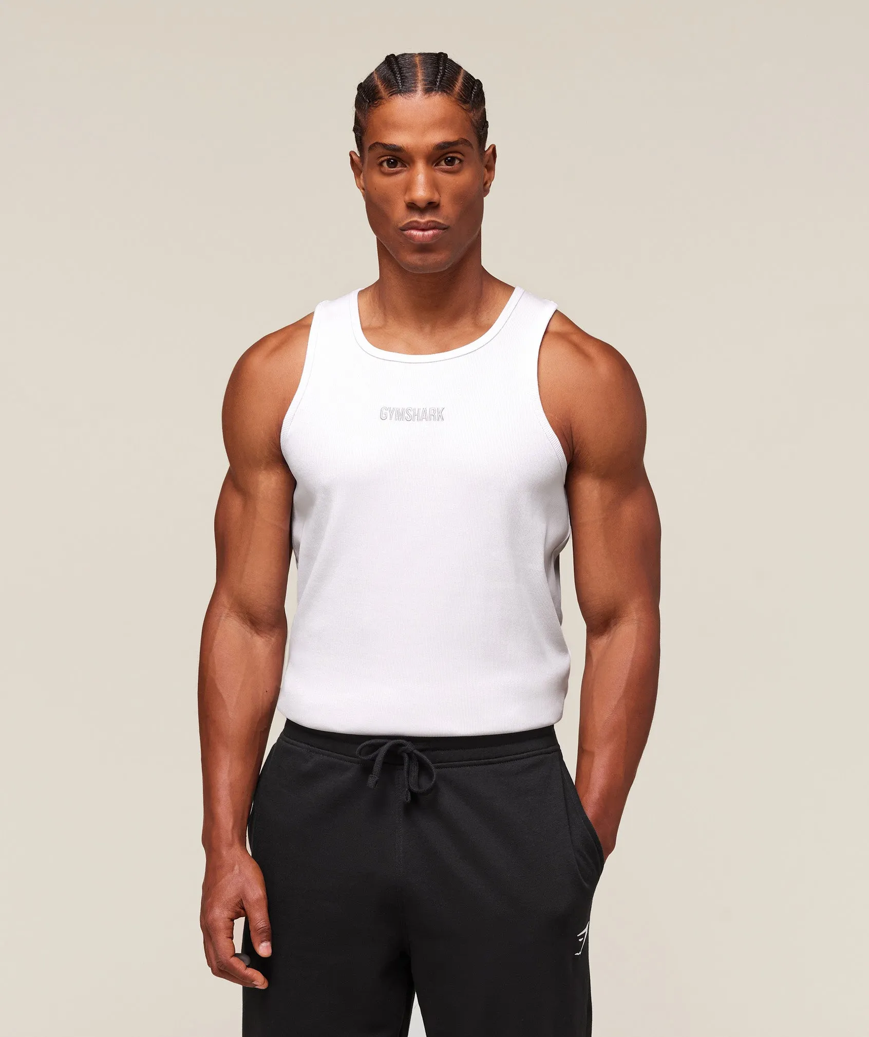 Gymshark Premium Ribbed Tank - White sold by Gymshark