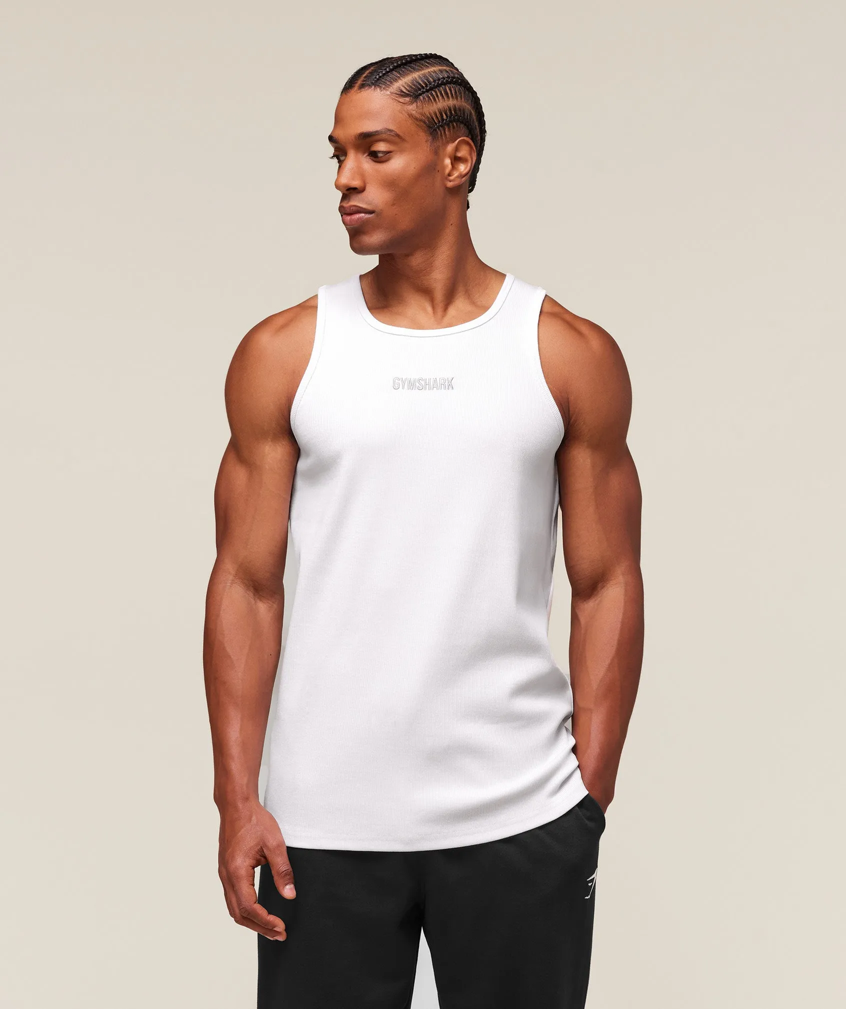 Gymshark Premium Ribbed Tank - White sold by Gymshark product image thumbnail 5