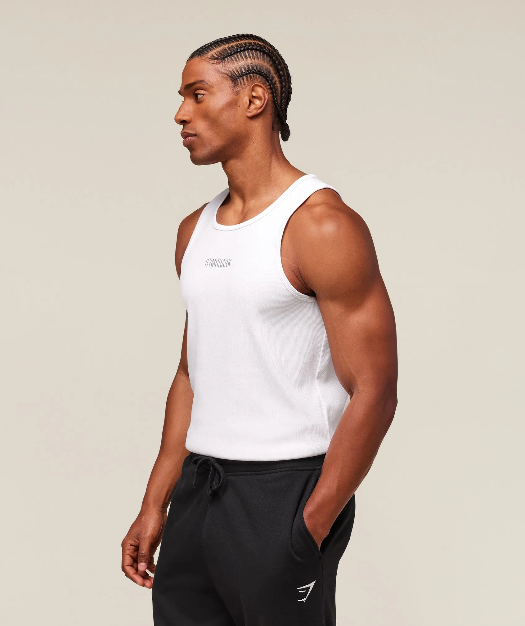 Gymshark Premium Ribbed Tank - White sold by Gymshark product image thumbnail 3
