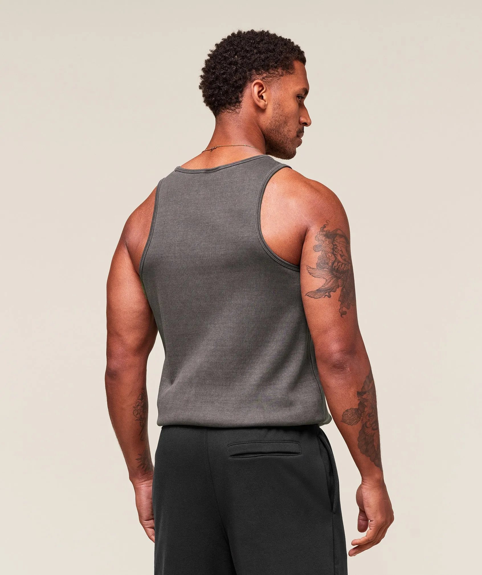 Gymshark Washed Premium Ribbed Tank - Onyx Grey sold by Gymshark product image thumbnail 2