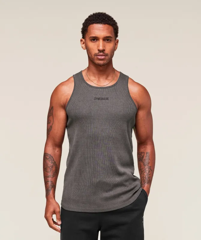 Gymshark Washed Premium Ribbed Tank - Onyx Grey sold by Gymshark