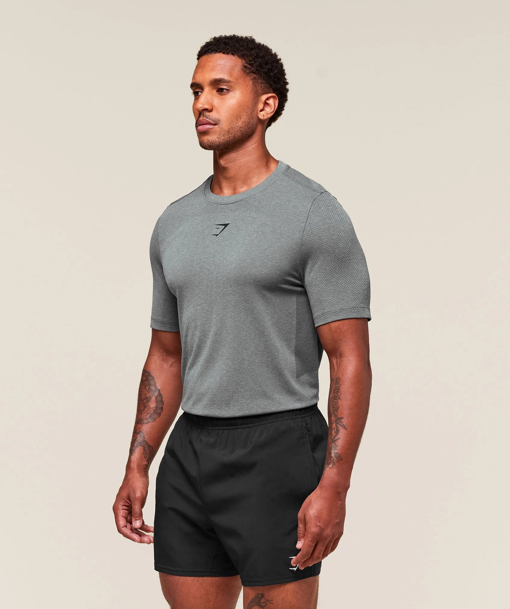 Gymshark Lightweight Seamless T-Shirt - Light Grey/Smokey Grey sold by Gymshark product image thumbnail 3