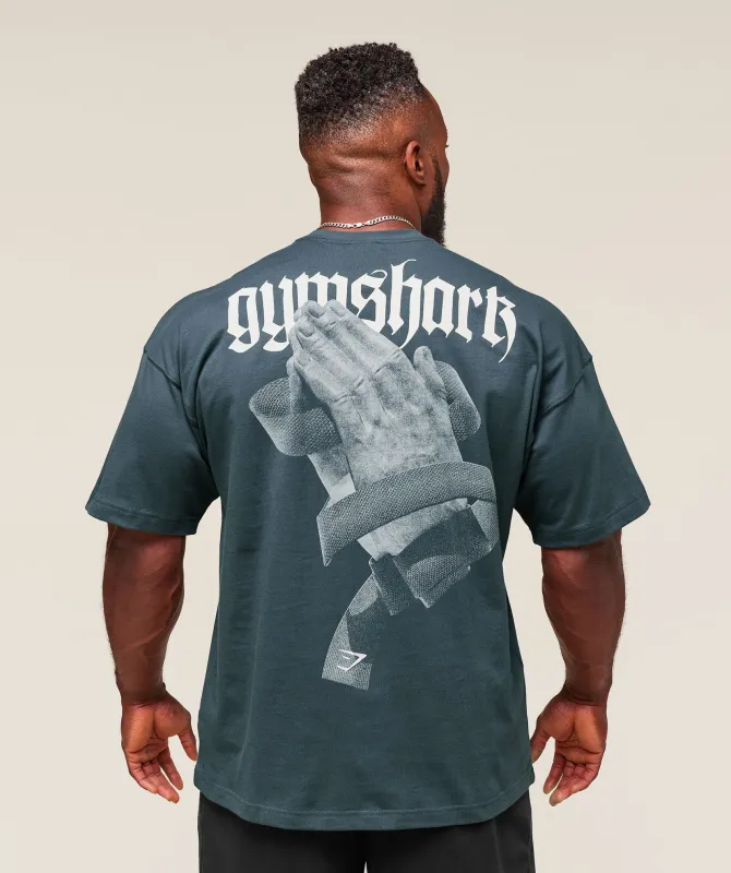 Gymshark Prayer Hands T-Shirt - Titanium Blue sold by Gymshark