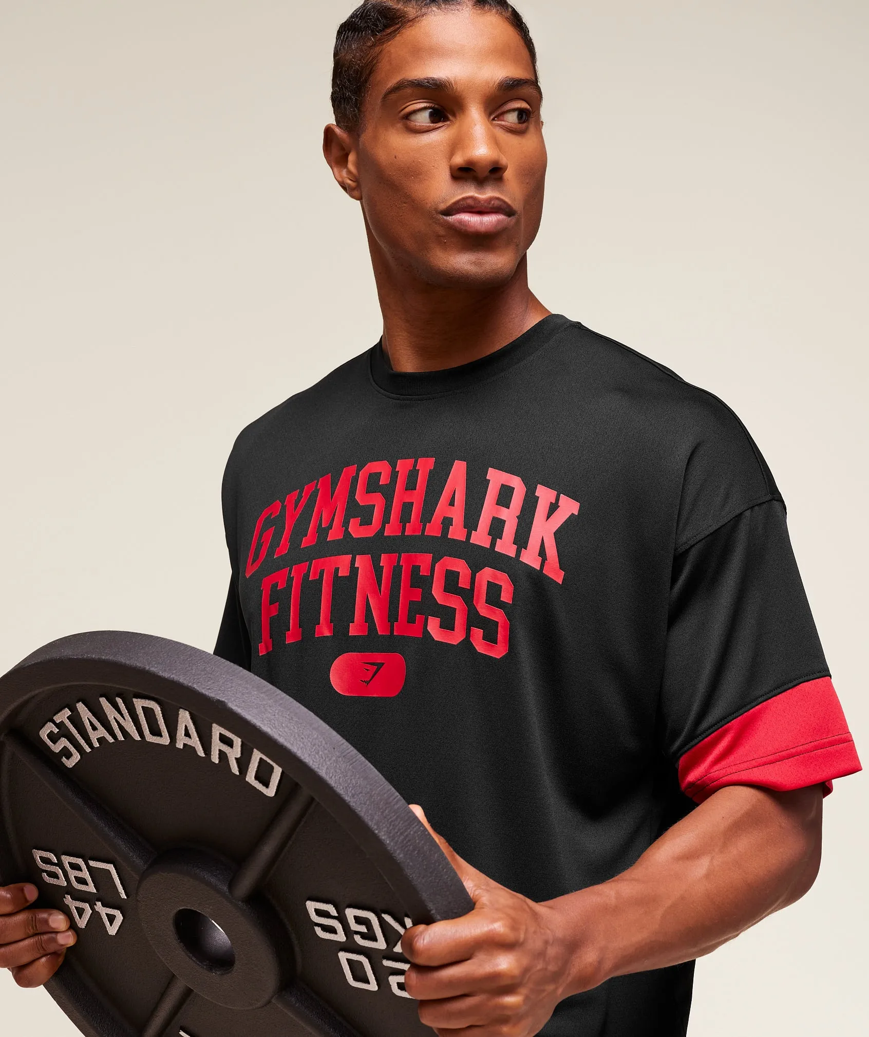 Gymshark Campus Oversized T-Shirt - Black/Conditioning Red sold by Gymshark product image thumbnail 3