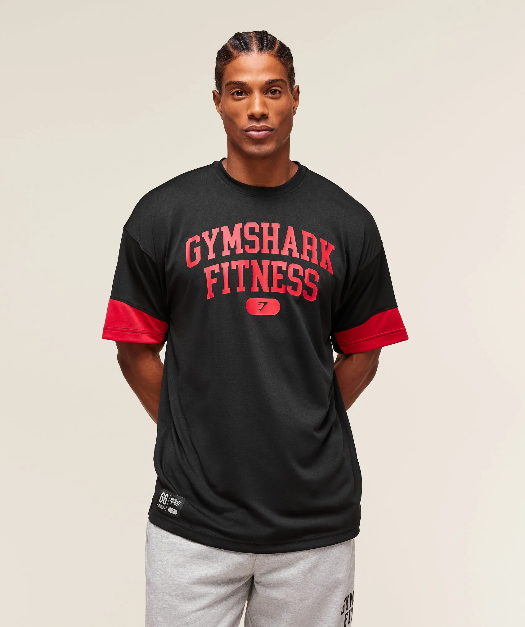 Gymshark Campus Oversized T-Shirt - Black/Conditioning Red sold by Gymshark product image thumbnail 5
