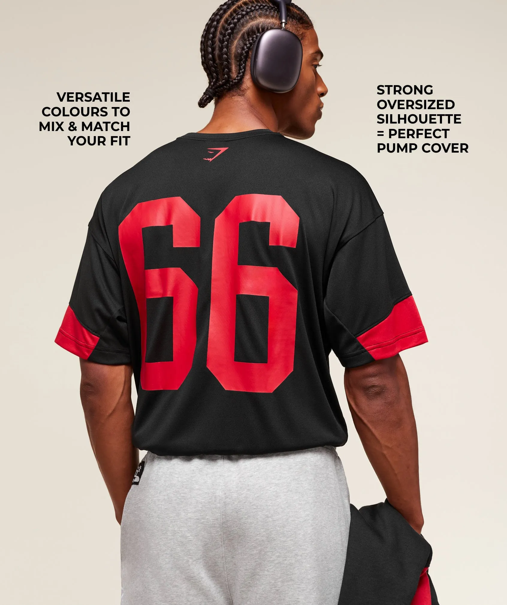 Gymshark Campus Oversized T-Shirt - Black/Conditioning Red sold by Gymshark product image thumbnail 2