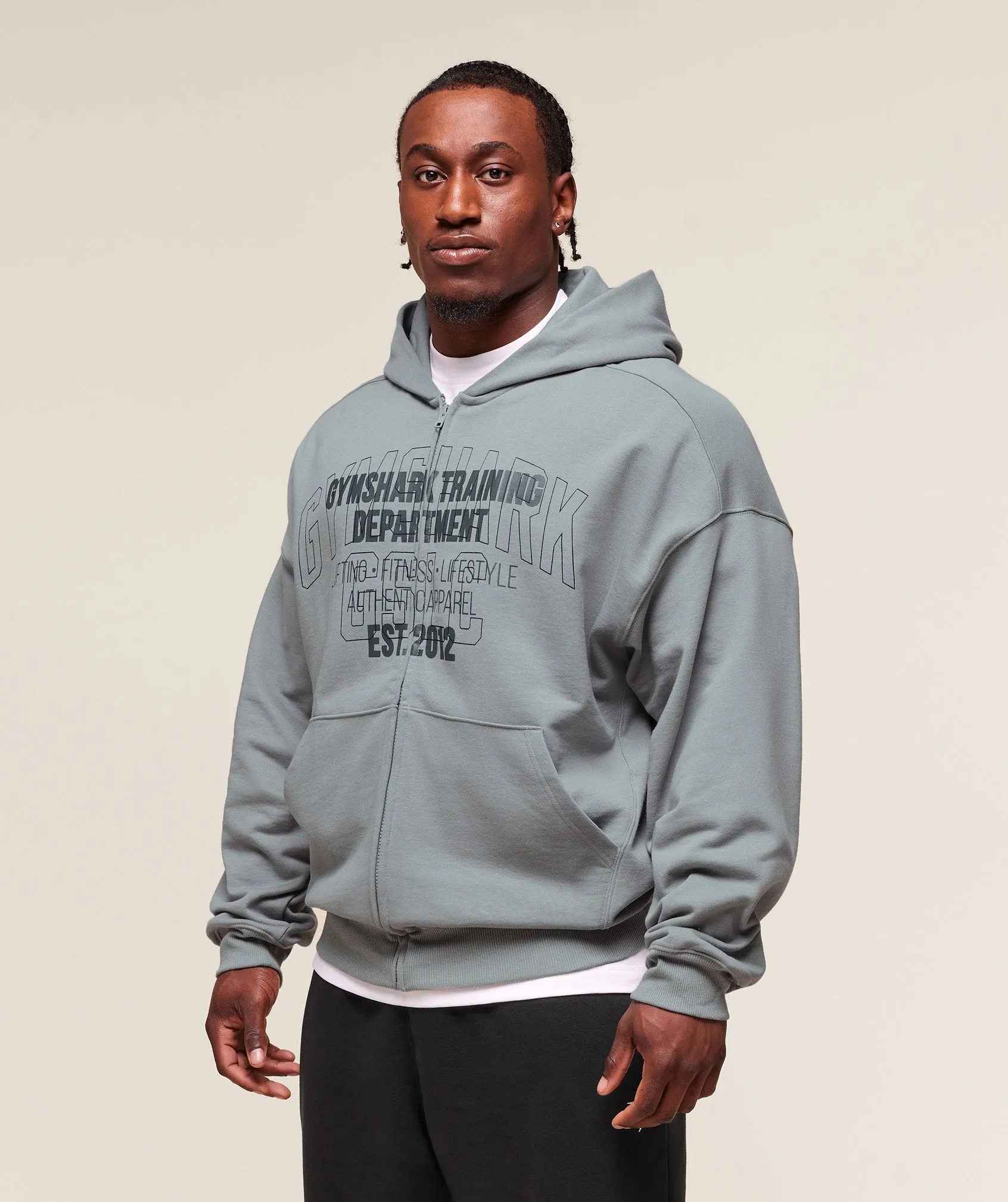 Gymshark Authentic Apparel Zip Up Hoodie - Smokey Grey sold by Gymshark product image thumbnail 3