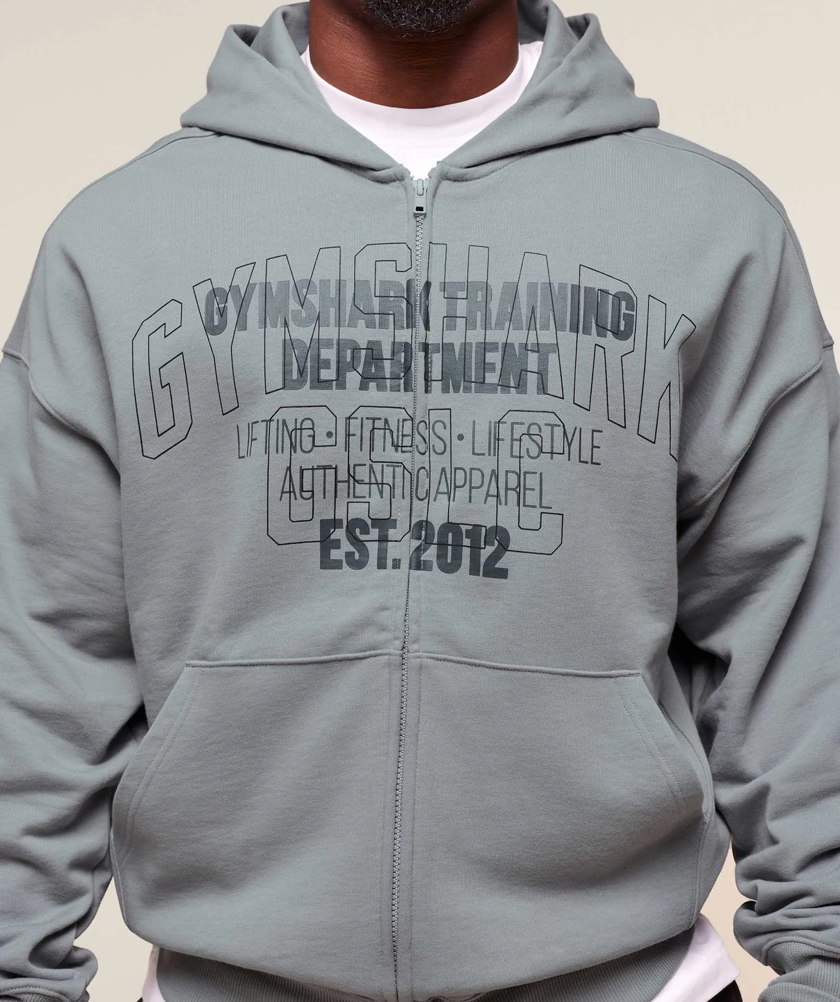 Gymshark Authentic Apparel Zip Up Hoodie - Smokey Grey sold by Gymshark product image thumbnail 4