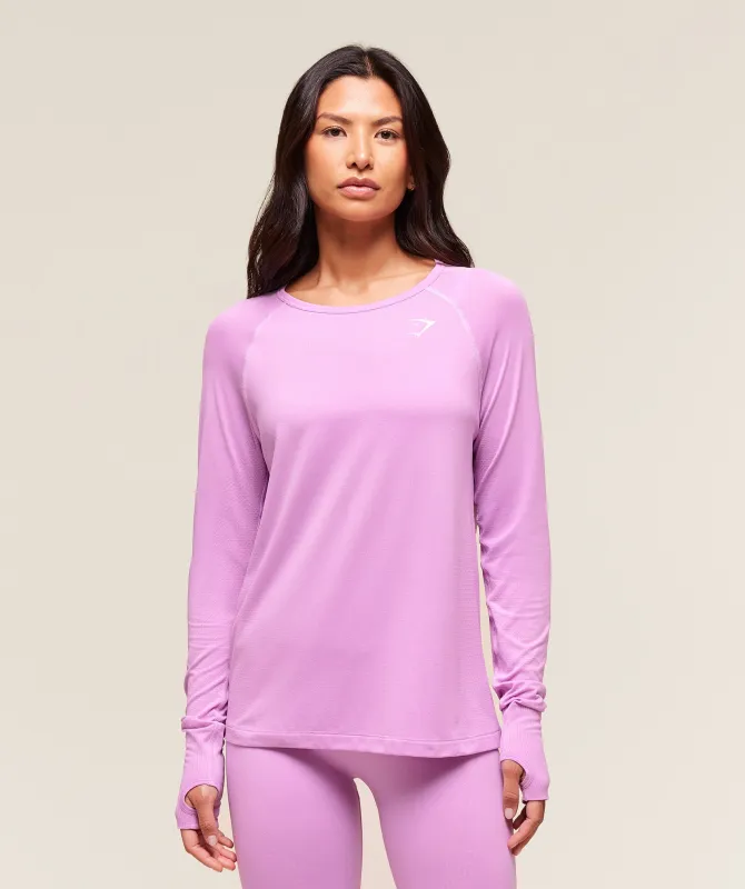 Gymshark Vital Seamless 2.0 Light Long Sleeve Top - Sour Pink Marl sold by Gymshark
