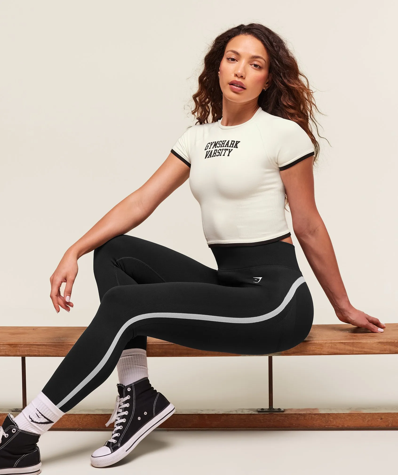 Gymshark Lift Campus Seamless Midi T-Shirt - Soft White sold by Gymshark product image thumbnail 5