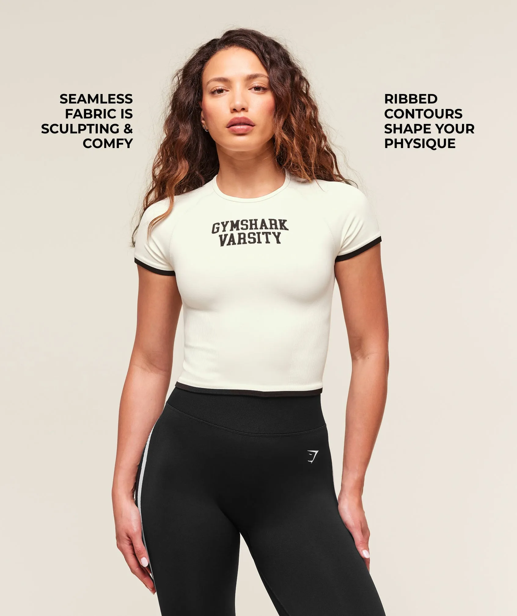 Gymshark Lift Campus Seamless Midi T-Shirt - Soft White sold by Gymshark product image thumbnail 2