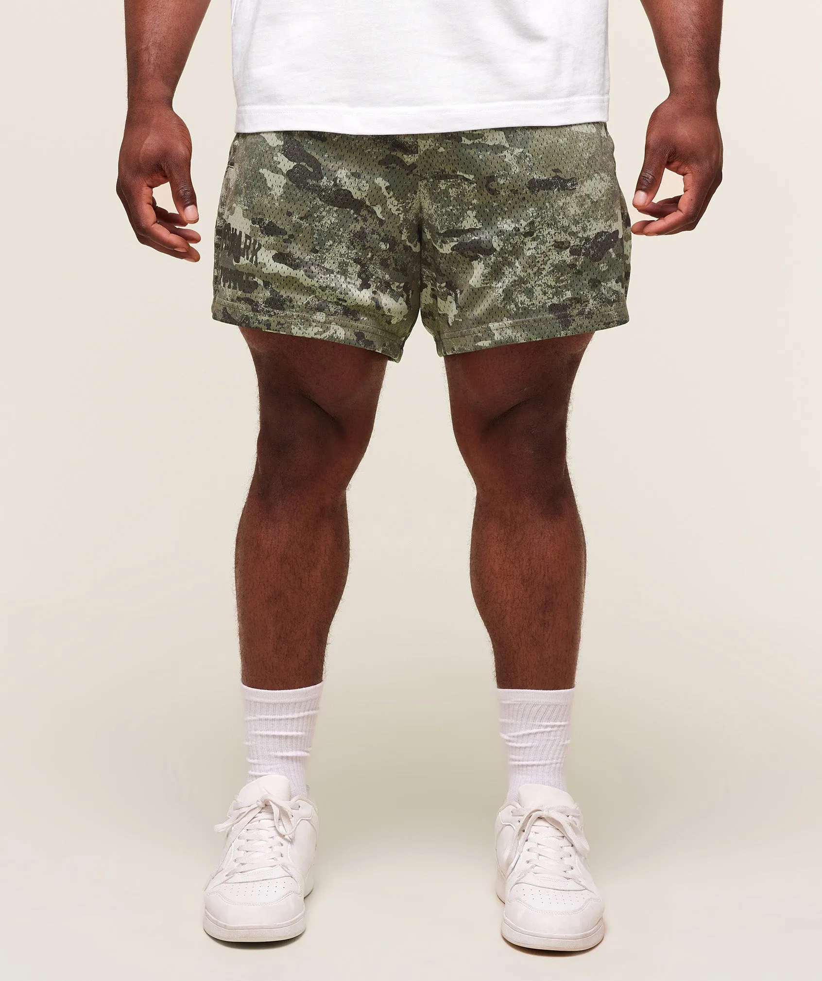 Gymshark Lifting Mesh 5" Shorts - Chalk Green sold by Gymshark