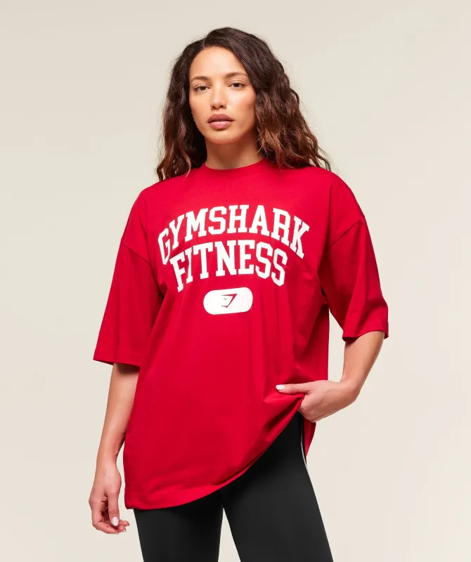Gymshark Campus Graphic Oversized T-shirt - Conditioning Red sold by Gymshark