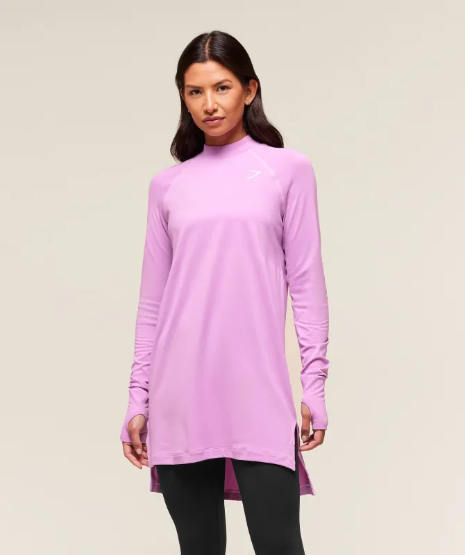 Gymshark Vital Long Line Top - Sour Pink Marl sold by Gymshark